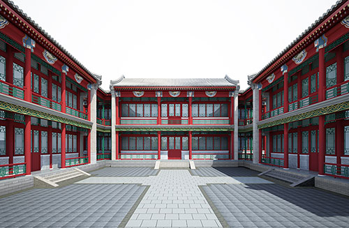 衡东北京四合院设计古建筑鸟瞰图展示
